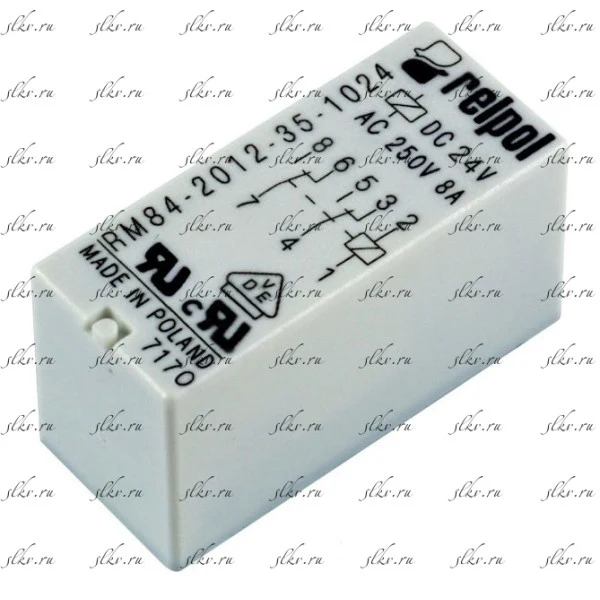 Реле RM84-2012-35-1024 2 переключ. 24 В DC, 1 8A/250VAC DPDT