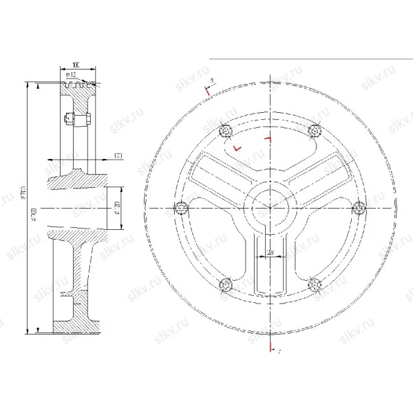 Шкив канатоведущий 700×4×12